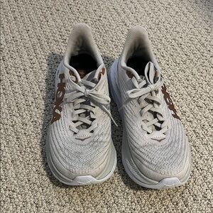Hoka Mach 5 Gray and Brown Logo Running Shoes